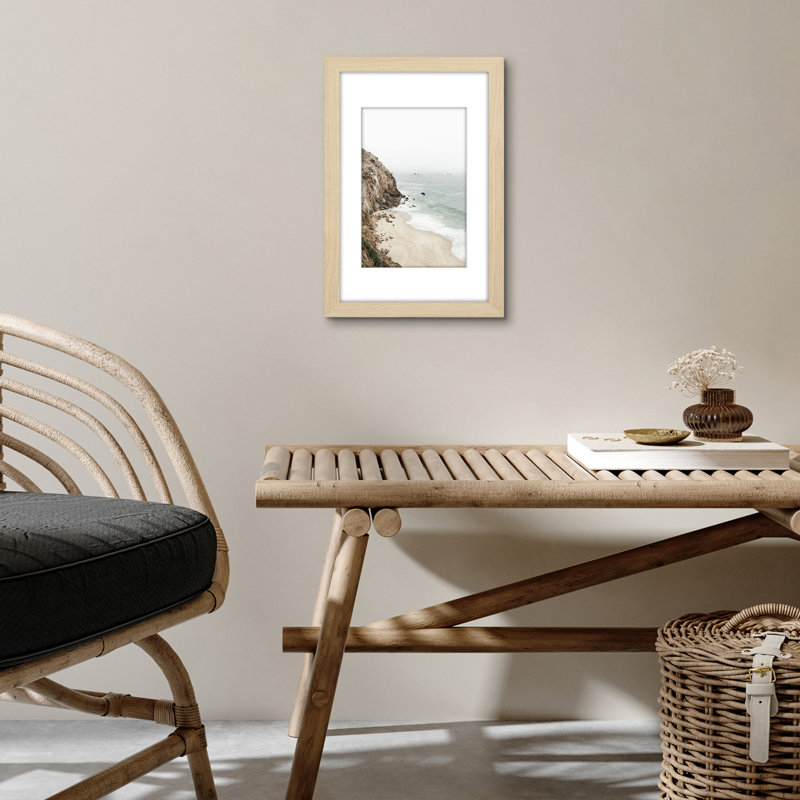 Picture Frame - Americanflat Frame with Mat - Wide Molding - Shatter-Resistant Glass, Natural Oak, 11" x 17"