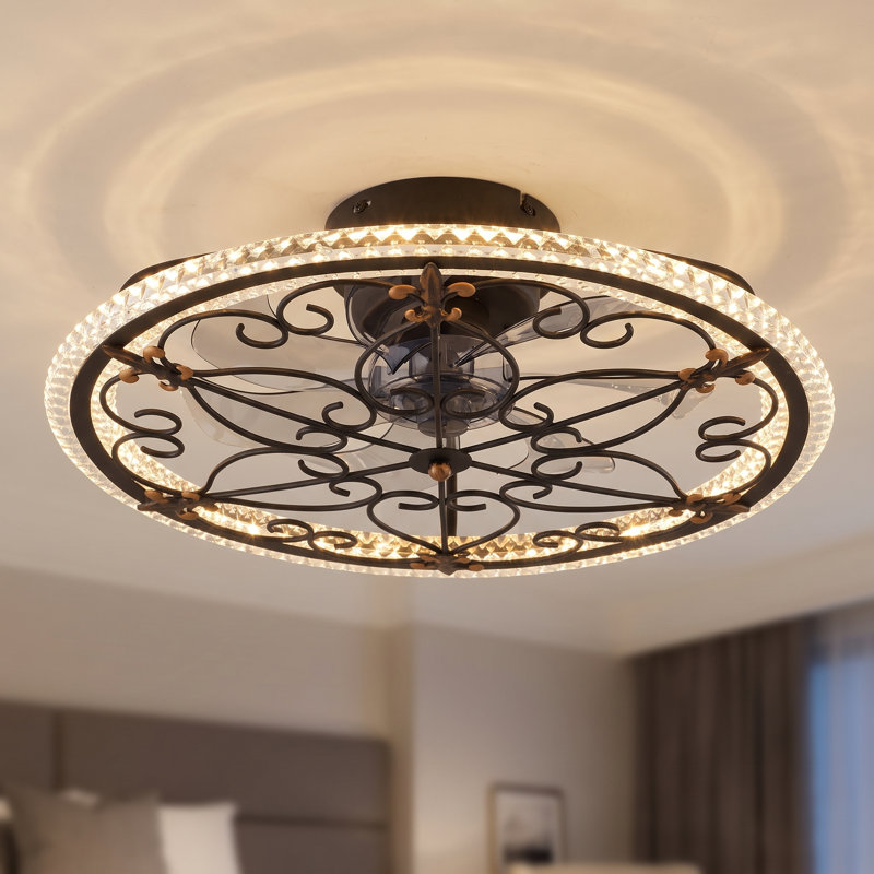 Ventilateur de plafond encastré discret de 51 cm (20 po) avec motif floral, éclairage DEL et télécommande
