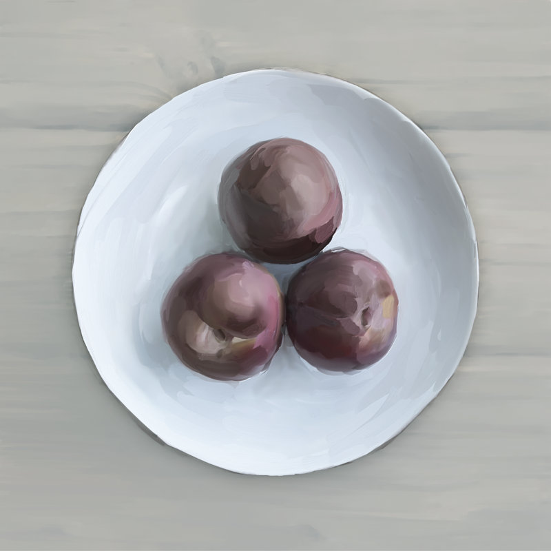 Plum Bowl - Wrapped Canvas Painting, 30cm H x 30cm W x 3.8cm D
