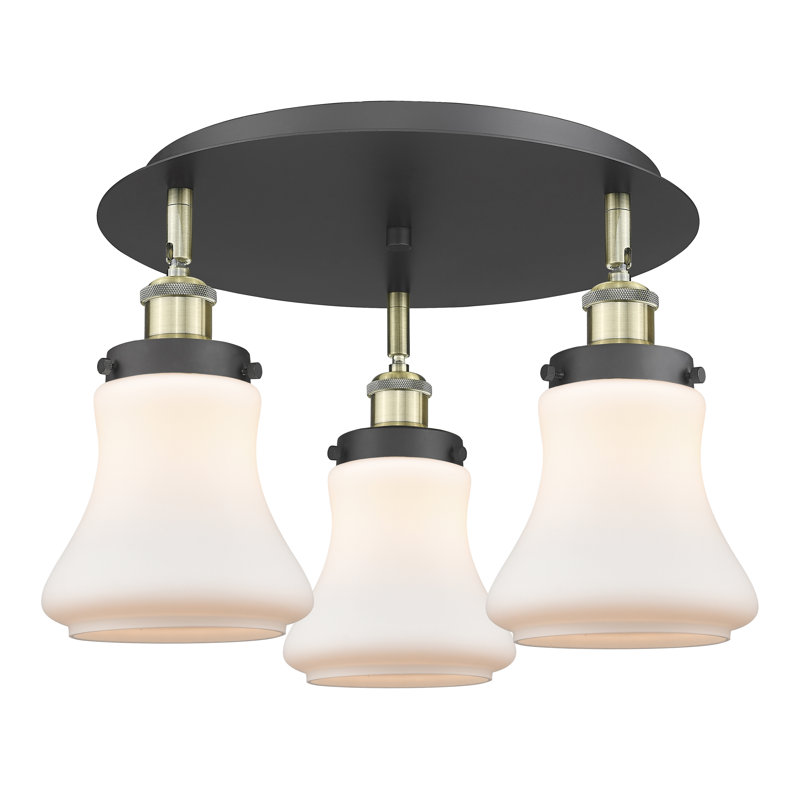 Bhanupriya Glass Flush Mount, Matte White, Black Antique Brass