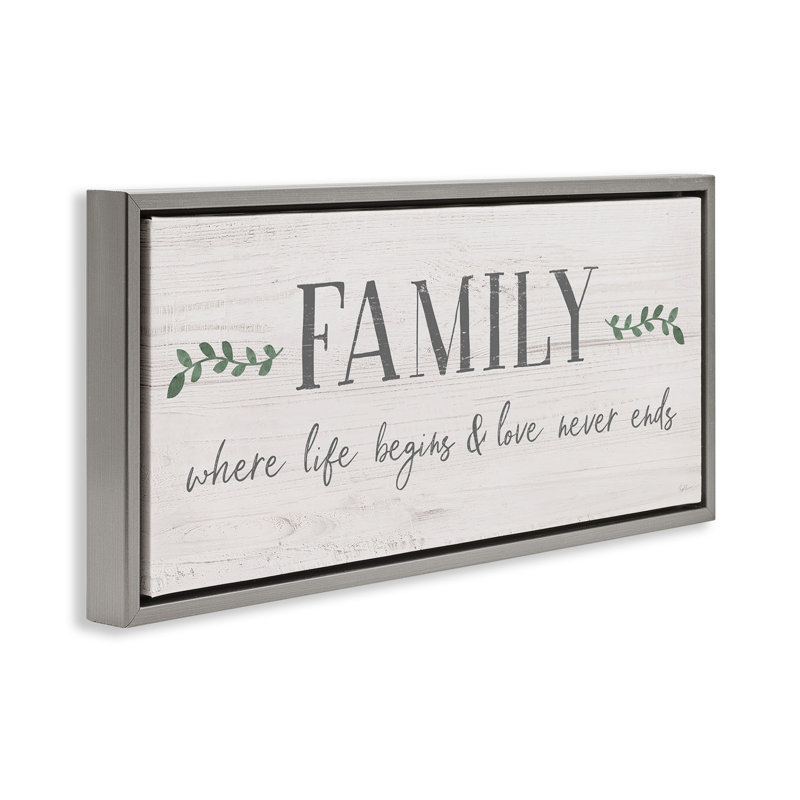 Love Never Ends Family Phrase, Lustre Grey Floater Frame, 14" H x 31" W