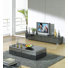 Gray Mirrored Glass Tv Stand With Coffee Table Set