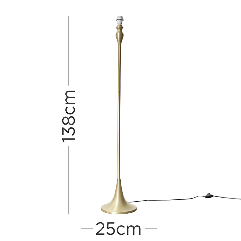 Goodloe 138cm Traditional Floor Lamp, Painted Matt Gold
