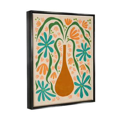 Retro Floral Shapes Vase by Ziwei Li - Painting on Canvas
