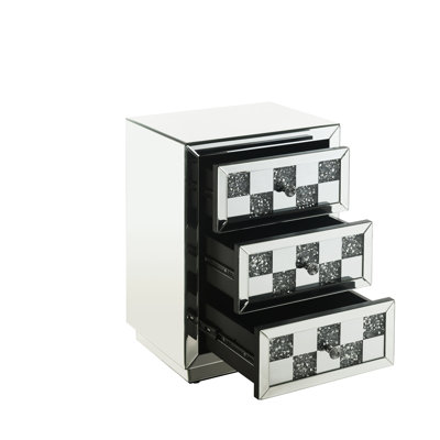Élégante table d'appoint à 3 tiroirs l 18 po x H 26 po en bois synthétique avec plateau de 1,3 po d'épaisseur