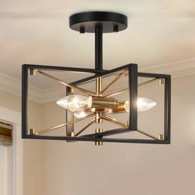 Everly Quinn 9-Light Modern Rectangle Lantern Pendant Light With Black and  Soft Gold Finish And Gold Accents & Reviews