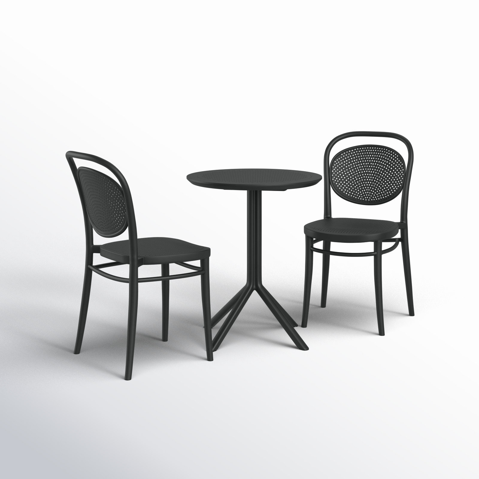 Farrah 24'' Round 2-Person Bistro Set, Black