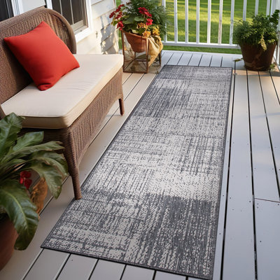 Edens Reversible Abstract Gray/Ivory Indoor & Outdoor Area Rug