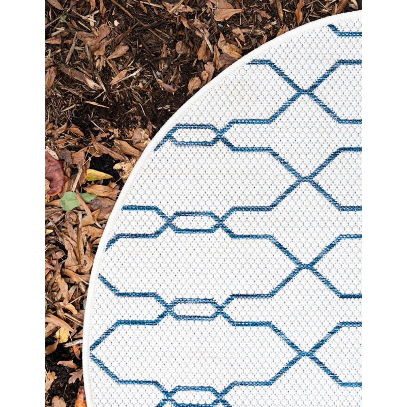 Outdoor Preen Area Rug Cream Color, Round 4'