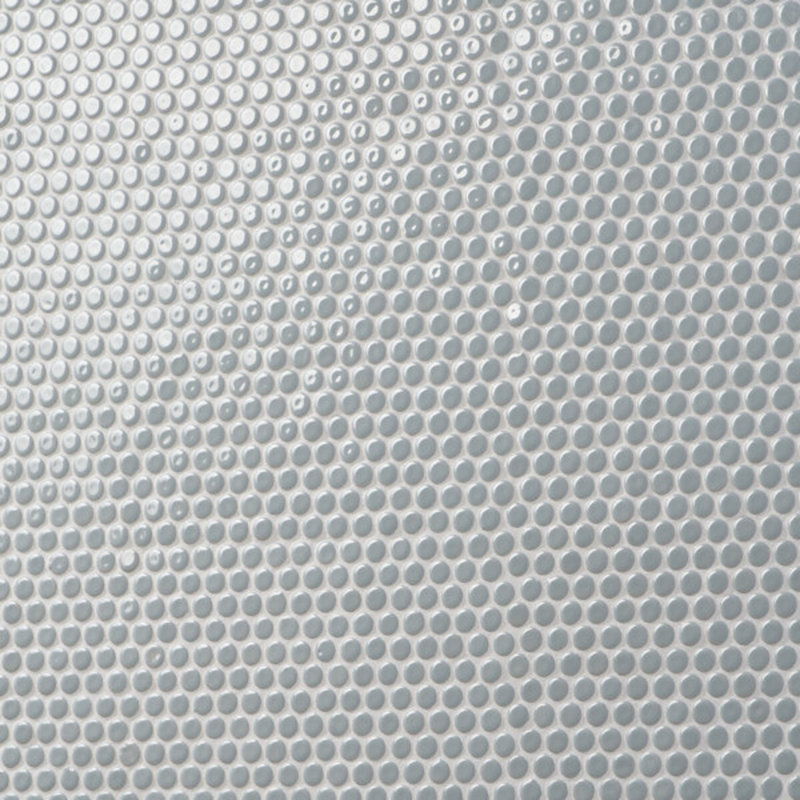 Eden 2.0 Modern Rimmed Penny Round Polished Porcelain Mosaic, Mist Gray