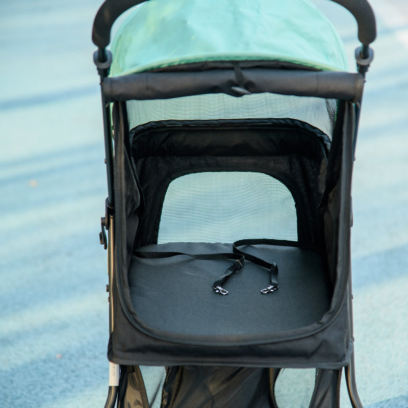 Foldable Pet Pet Stroller, Navy Blue/Black