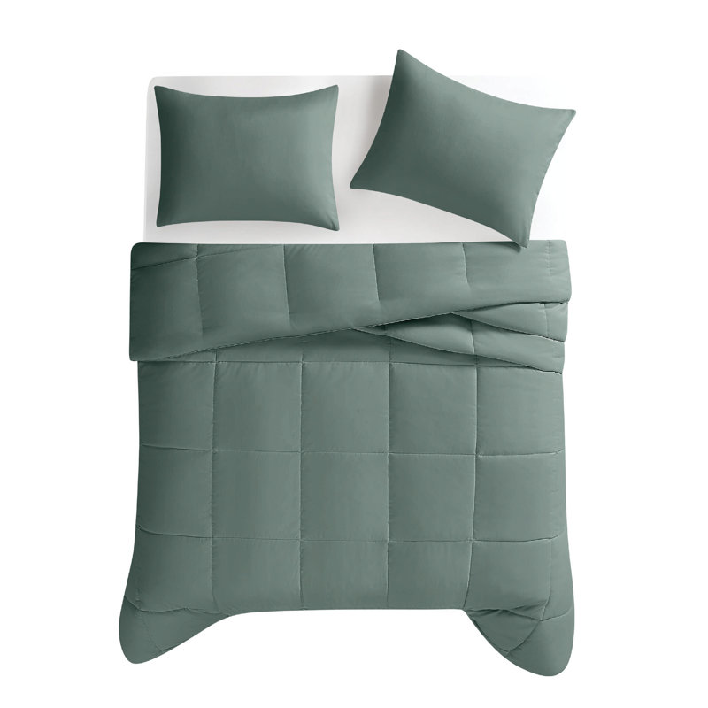 Truly Soft Solid Recycled Sustainable Comforter Set, Twin XL Comforter + 1 Standard Sham, Sage 