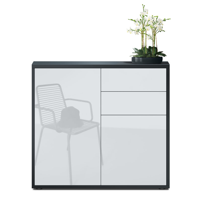 Sideboard Mcdevitt, Black (Matt)/White (Glossy)