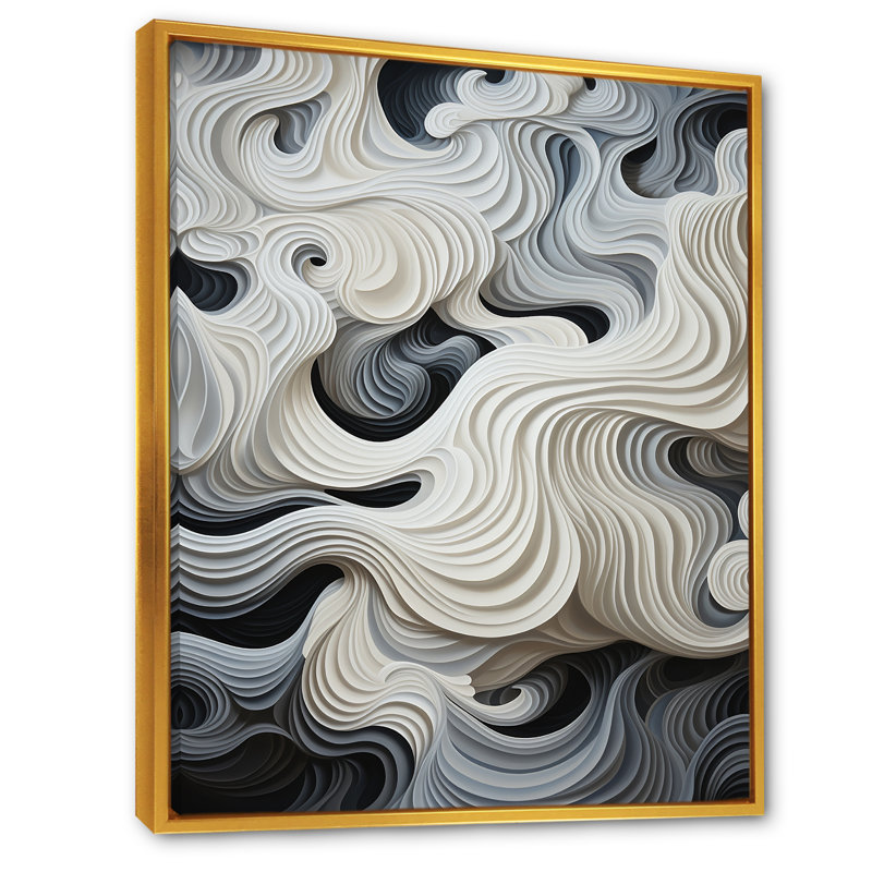 Impression sur toile monochrome, art noir et blanc II, Cadre flottant doré, 20" H x 12" W