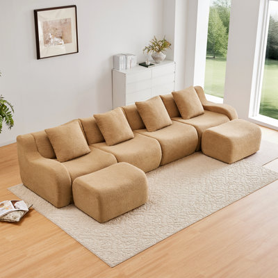 Canapé en U sans os, tissu en peluche sans assemblage requis