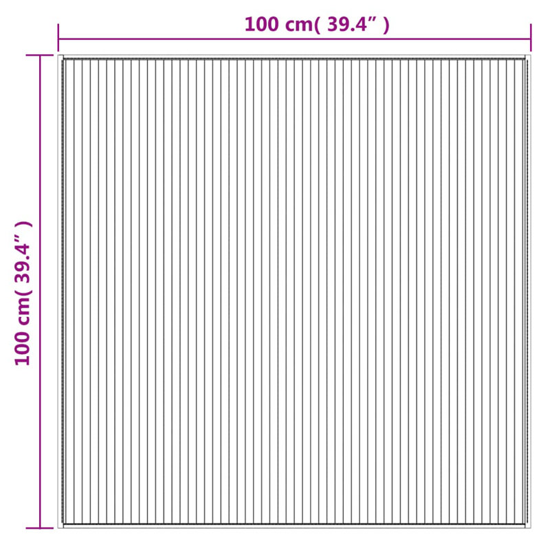Tapis en bambou naturel clair, polypropylène antidérapant, Carré 3 pi 3 po