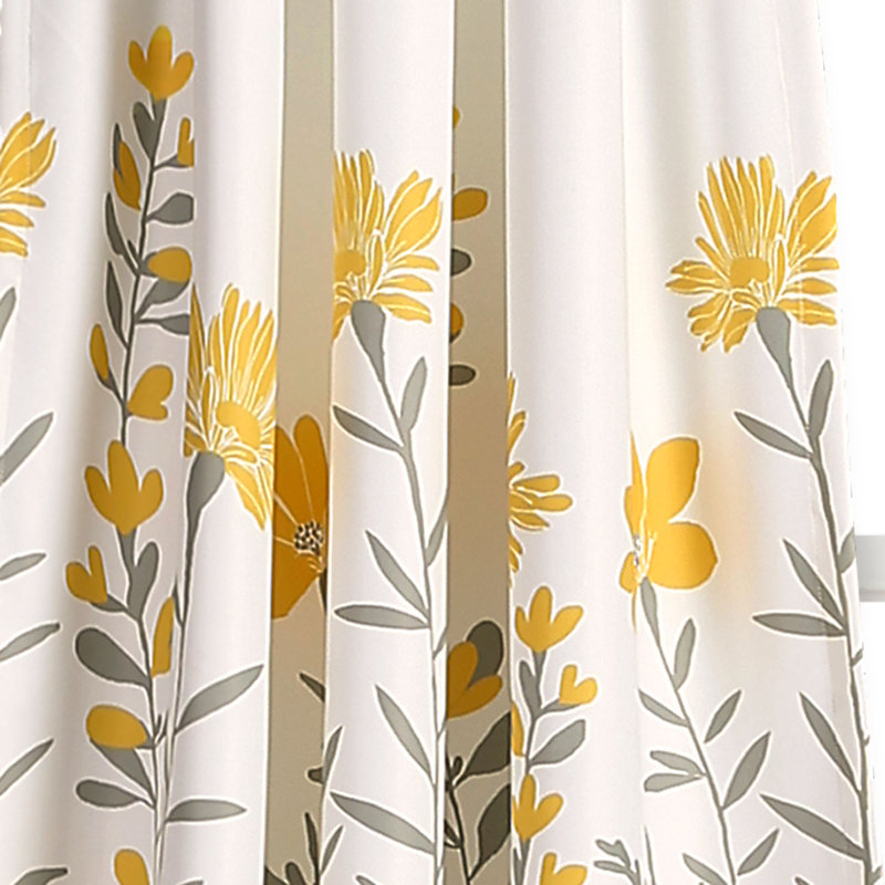 Aprile Room Darkening Curtain Pair, White/Gray/Yellow, 52"W x 84"L