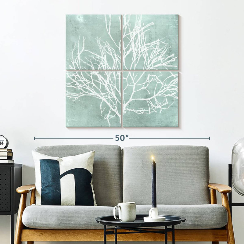 Algue Brampt sur turquoise II, H 32 po x l 32 po