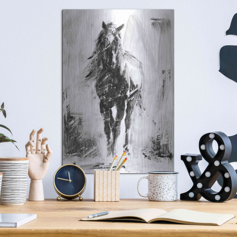«Rustic Stallion II» par Ethan Harper, art mural en métal, H 16 po x l 12 po