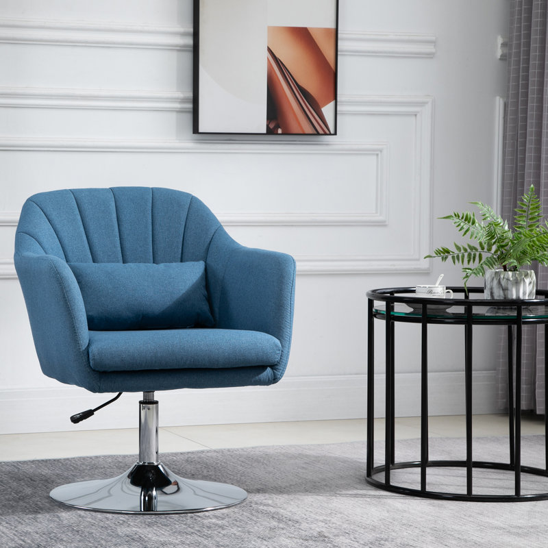 Dorree Upholstered Swivel Armchair, Blue