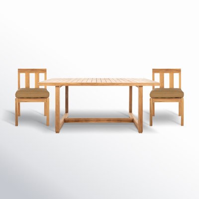Melrose Rectangular 4 - Person 70.8" Teak Dining Set with Cushions