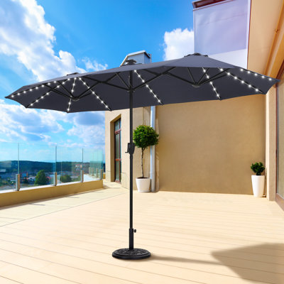 Jacobo 156'' x 78''Rectangular Lighted Market Umbrella with  16 Color Changing Light