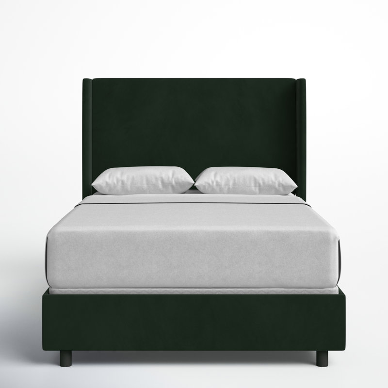 Tilly Upholstered Wingback Bed, King, Luxe Emerald Velvet