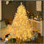 Arbre de Noël artificiel haute 6 pi avec 638 branches, 220 lumières DEL blanc chaud, ouverture automatique, blanc