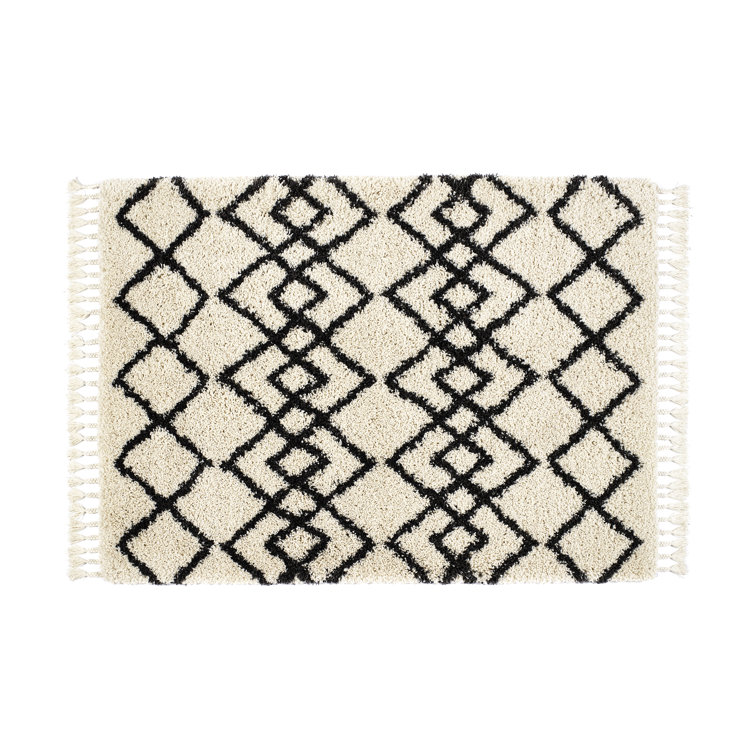 Peugeot Geometric Shaggy Ivory/Charcoal Rug