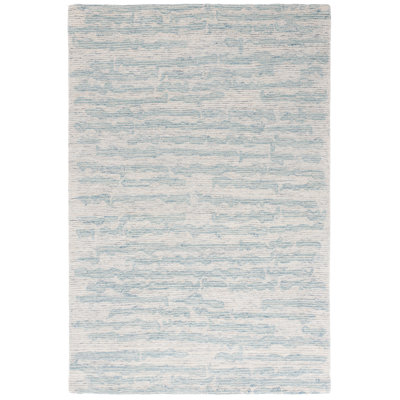Notasulga Ebony Hand Tufted Wool/Cotton Abstract Rug in Gray