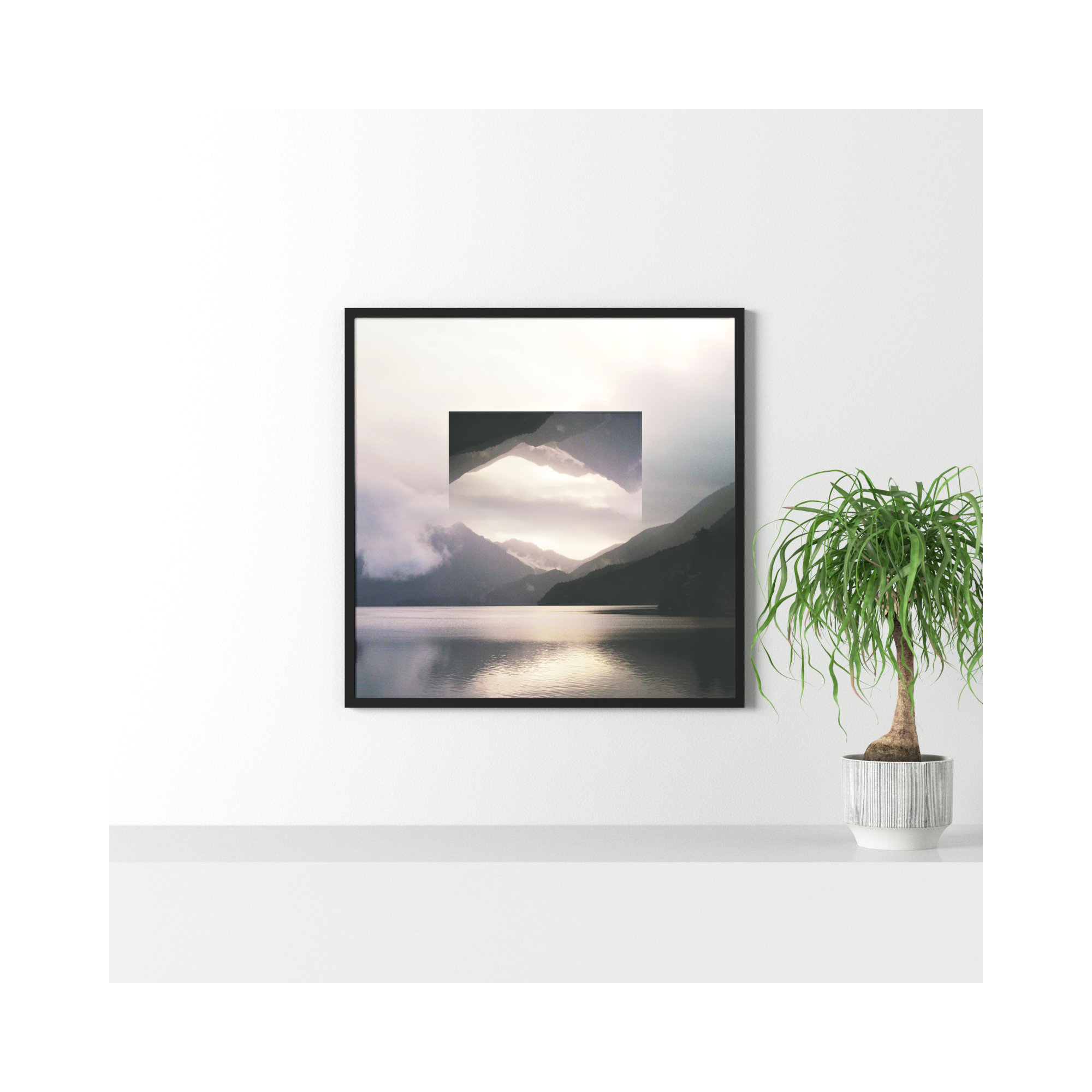 Reflected Landscape by Laura Marshall, Black, 33" H x 33" W x 1" D