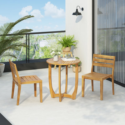 Outdoor 3-Pieces Acacia Wood Dining Set