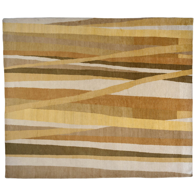Tapis de la zone en laine 8 pi x 10 pi "one-of-kind" à la main noué la