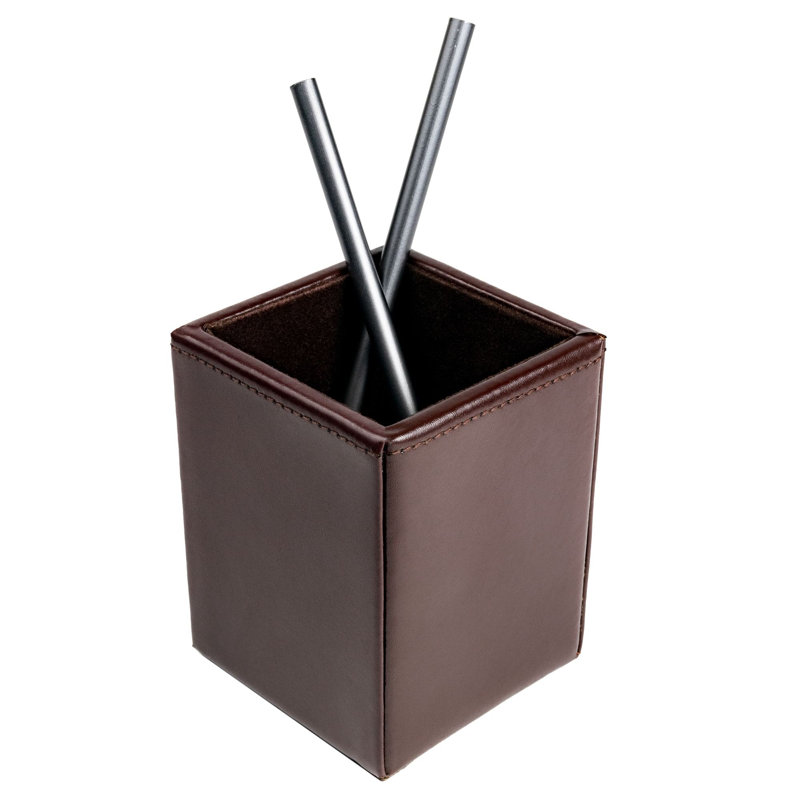 Pot à crayons en cuir reconstitué Melida, Brun foncé