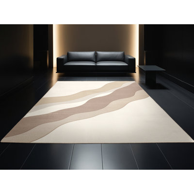 Tapis beige lavable à la machine de couleur unie minimaliste Pacchiana