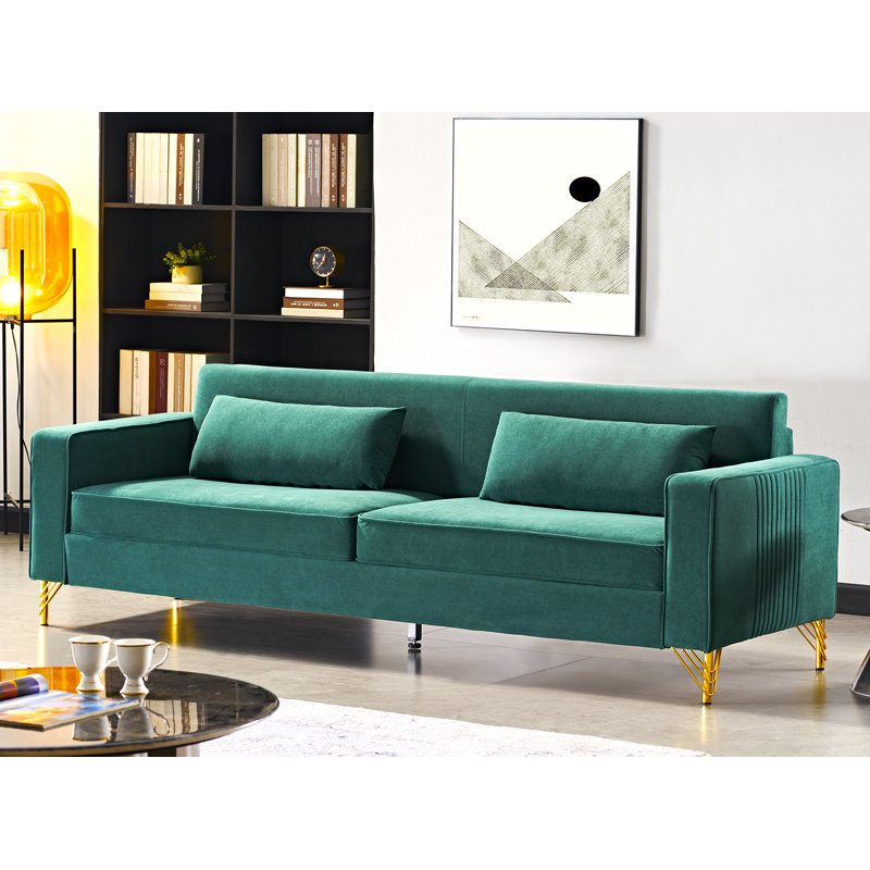 Nathally 85.8'' Velvet Sofa, Green Velvet