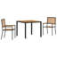 3 Piece Garden Dining Set Poly Rattan Acacia-1250316786