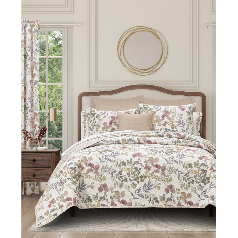 Ensemble de courtepointe Rosewood, Feuille de rose, Courtepointe grand + 2 couvre-oreillers standard