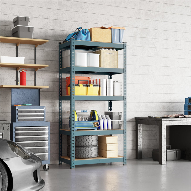 Étagère de rangement ajustable 5 niveaux H 60 po x l 27,5 po x P 12 po Tevis, Bleu Neptune