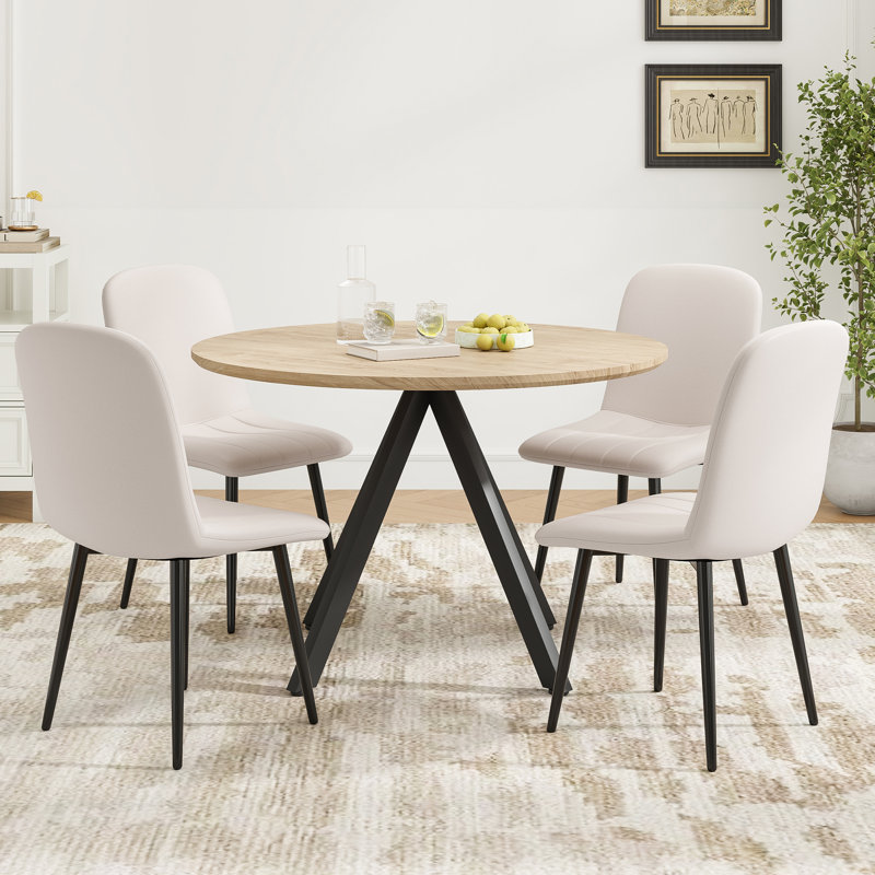 Faux Leather Upholstered Dining Chairs, Beige