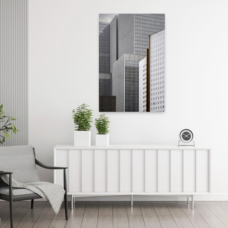 Art mural contemporain de la ville, architecture abstraite, tour, H 36 po x l 24 po