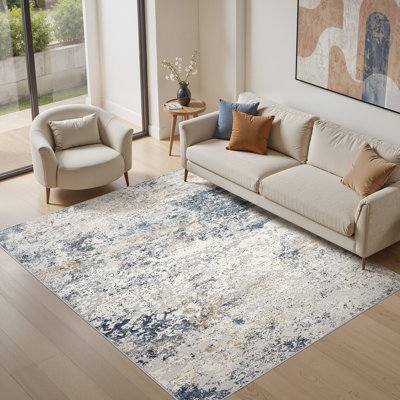 Dagmar Abstract Area Rug Machine Washable Modern Low-Pile Carpet for Living Room, Bedroom Office