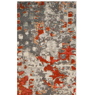 Hertzler Abstract Grey/Orange Area Rug