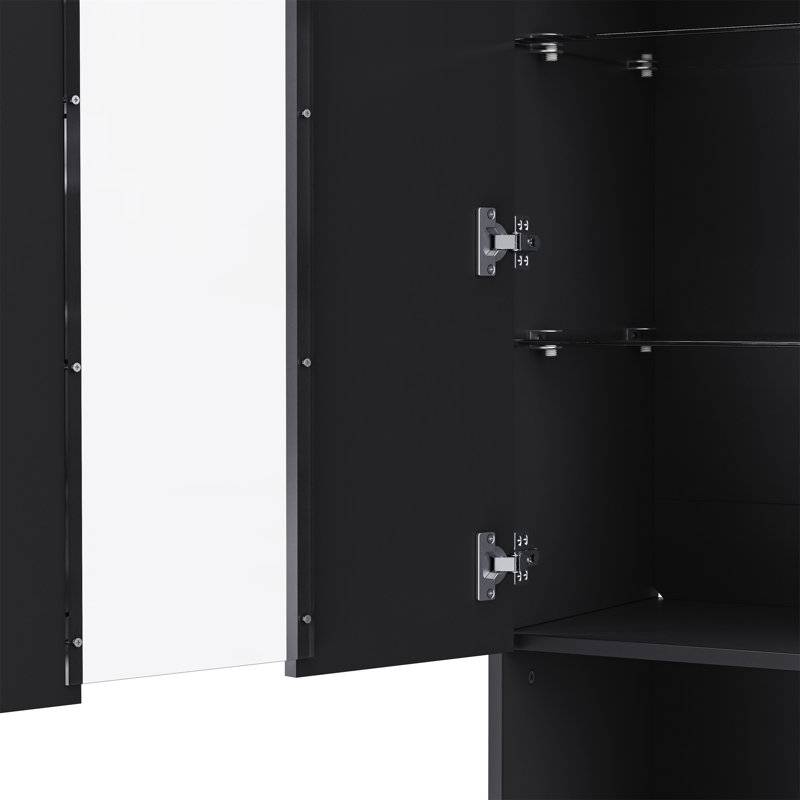 Armoire de rangement haute brillance avec lumières DEL On-Trend, Noir