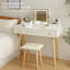 Ensemble de coiffeuse avec miroir à DEL et prise de courant, coiffeuse avec tiroirs et armoire, pour chambre à coucher, salle de bain