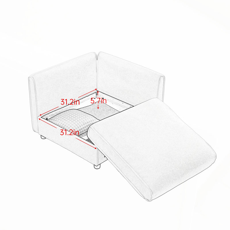 Stylish White Chenille 2-Seater Sofa with Storage, Cylindrical Backrest and Armrests, Modern Fabric Loveseat, White, 2