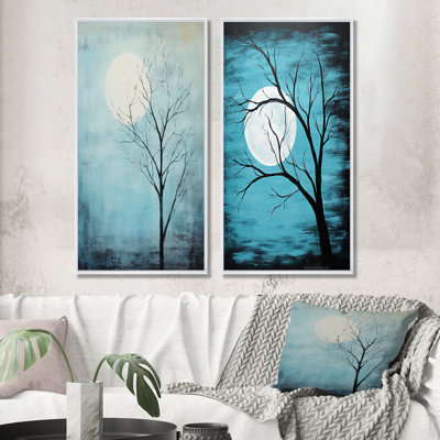 Blue Moon Tranquility - Moon, ensemble de 2 impressions sur toile