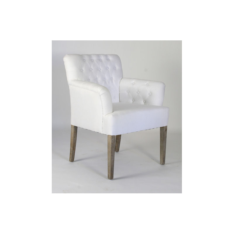 Barrois Armchair, White 100% Linen
