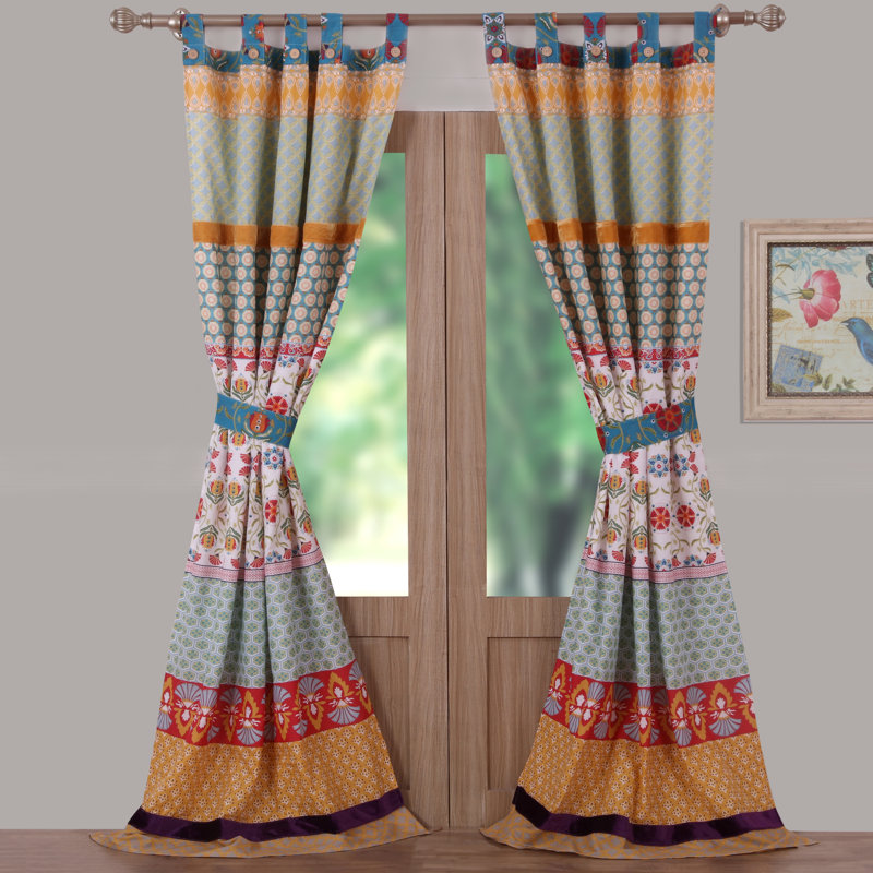 Greenland Fashion Homes Thalia Window Panel Pair, Pink/Orange/Green