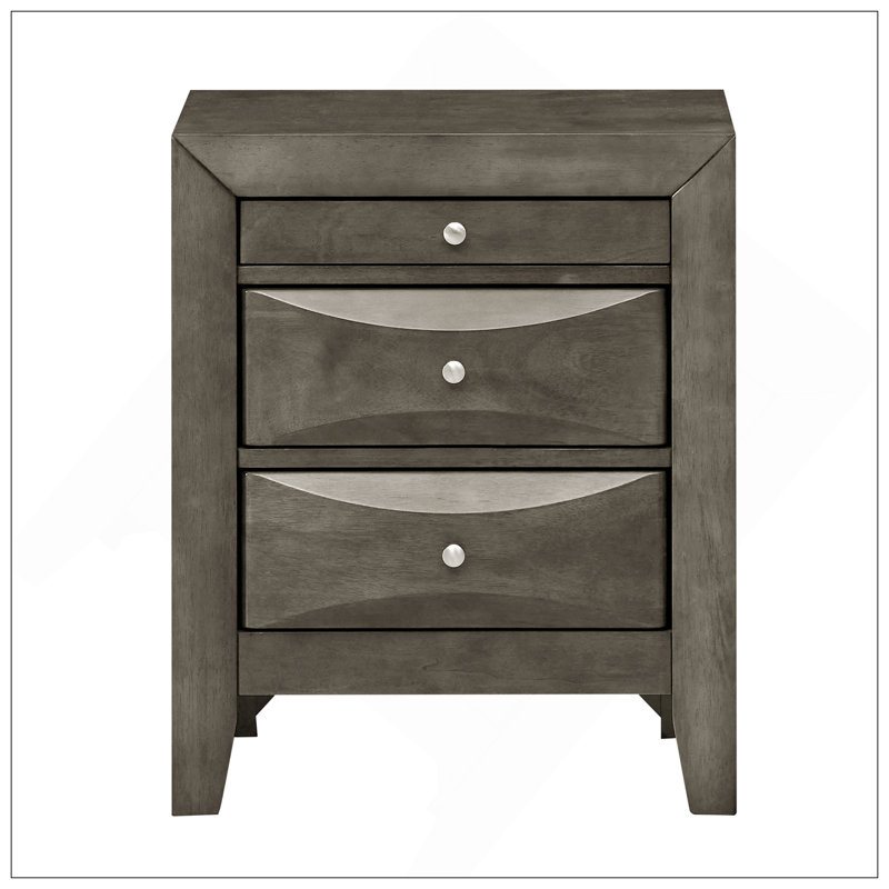 Elegant Contemporary Nightstand With Ample Storage And Curved Fronts, Perfect For Modern Bedrooms And Living Spaces., Grey